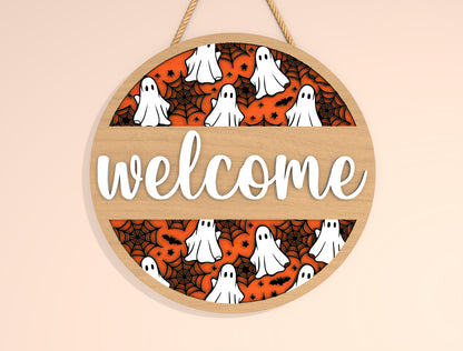 Halloween Welcome Door Hanger SVG Set for Glowforge xTool LightBurn