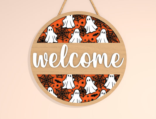 Halloween Welcome Door Hanger SVG Set for Glowforge xTool LightBurn