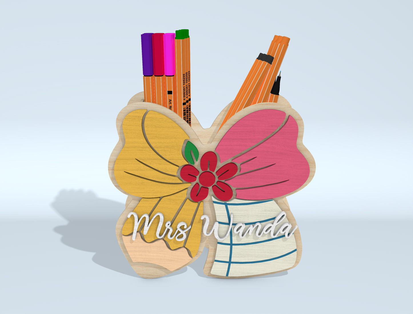 Personalized Butterfly Pen Holder SVG Bundle for Glowforge and xTool