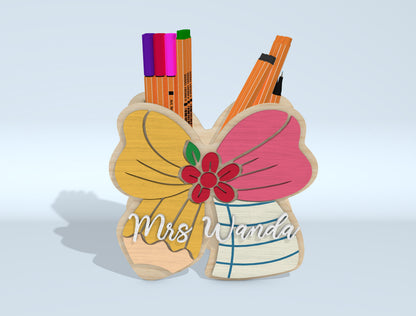 Personalized Butterfly Pen Holder SVG Bundle for Glowforge and xTool