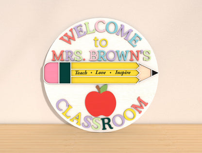 Teacher Apple Door Sign SVG Bundle Laser Cut File for Glowforge and xTool