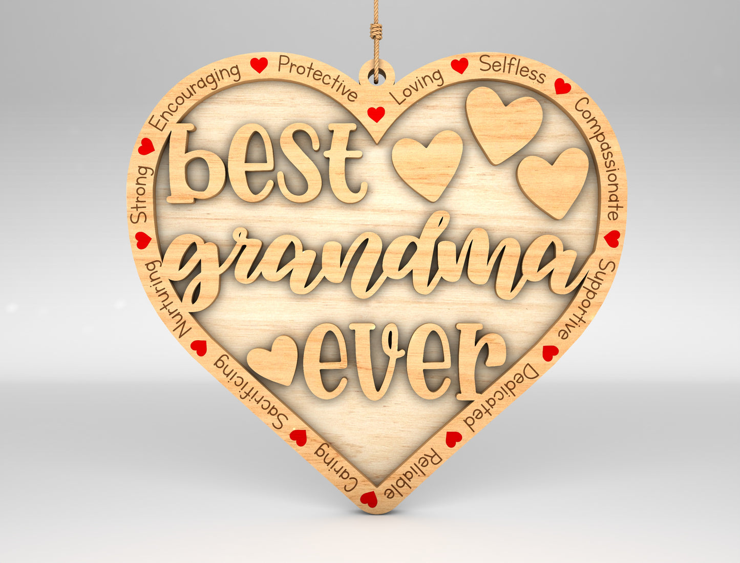 Best Nana Ever Heart Ornament SVG for LightBurn and xTool