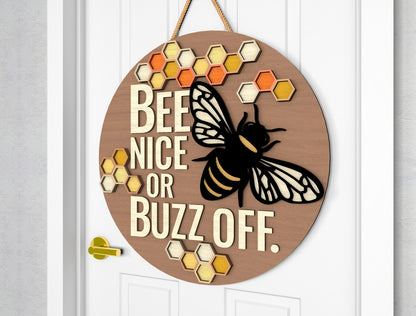 Funny Bee Door Hanger SVG Bundle Laser Cut File for Glowforge and xTool