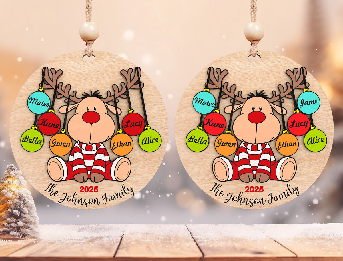 Personalized Family Name Reindeer Christmas Ornament SVG 4