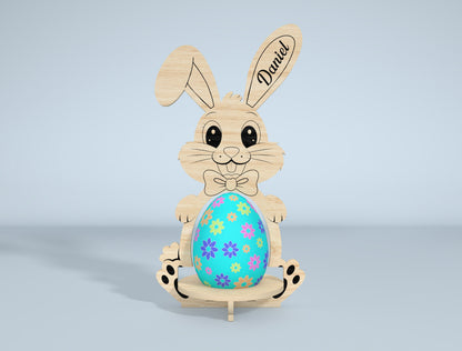 Personalized Bunny Egg Stand SVG Bundle 9 Designs for LightBurn and xTool