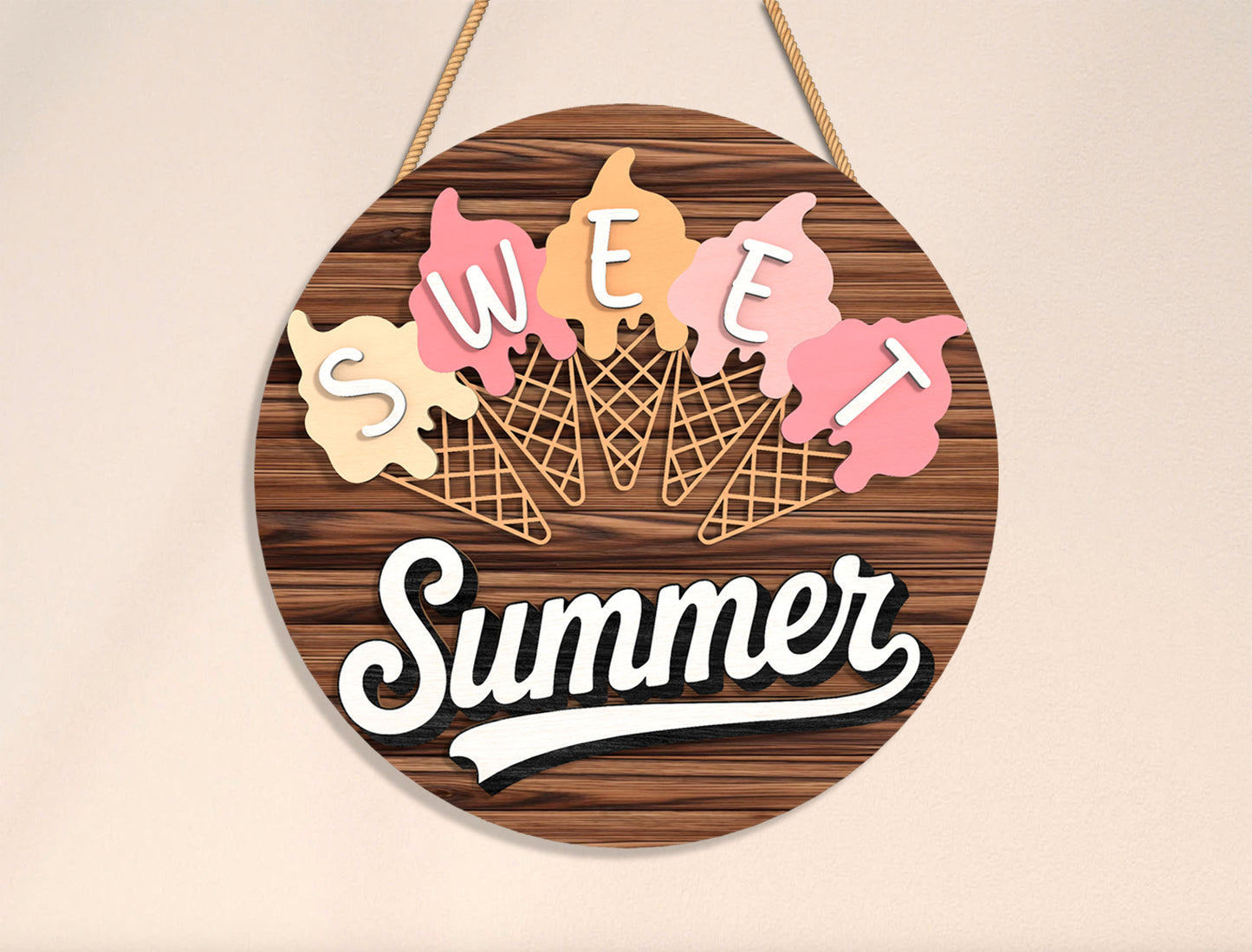 “Sweet Summertime” Summer Door Sign Bundle SVG for Glowforge and xTool