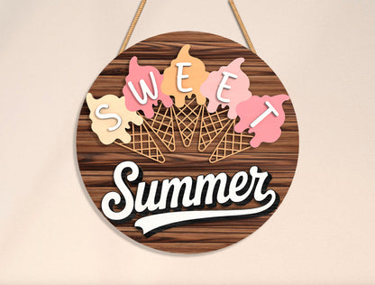 “Sweet Summertime” Summer Door Sign Bundle SVG for Glowforge and xTool