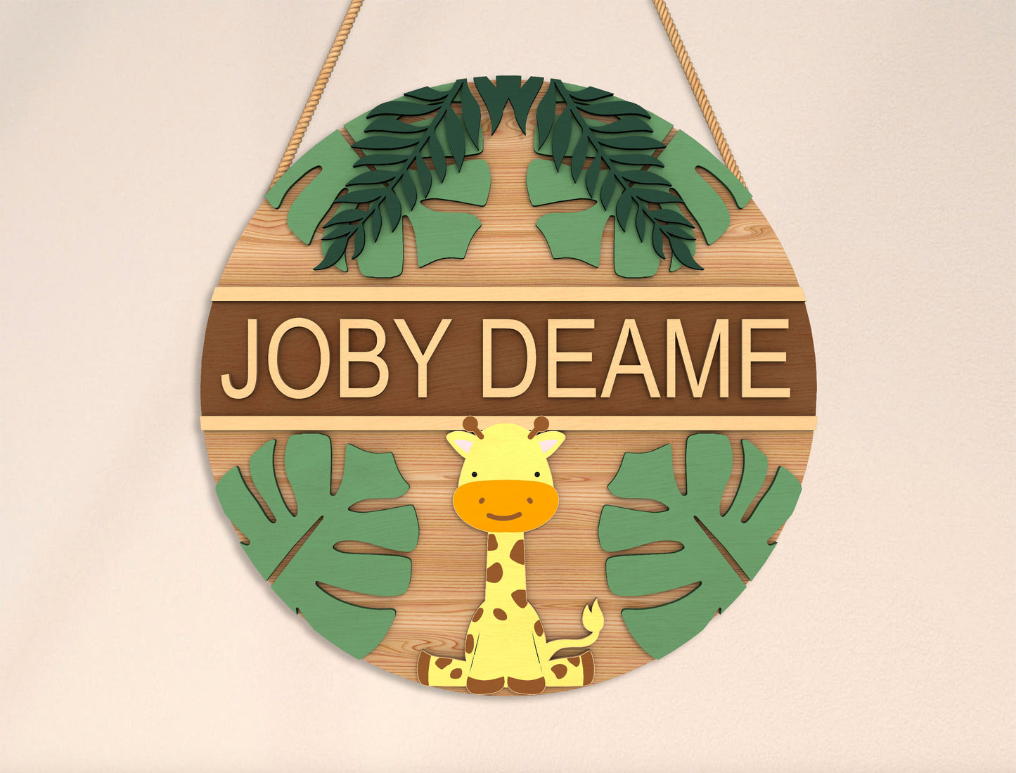 Personalized Jungle Animal Name Sign SVG Bundle for Glowforge and xTool