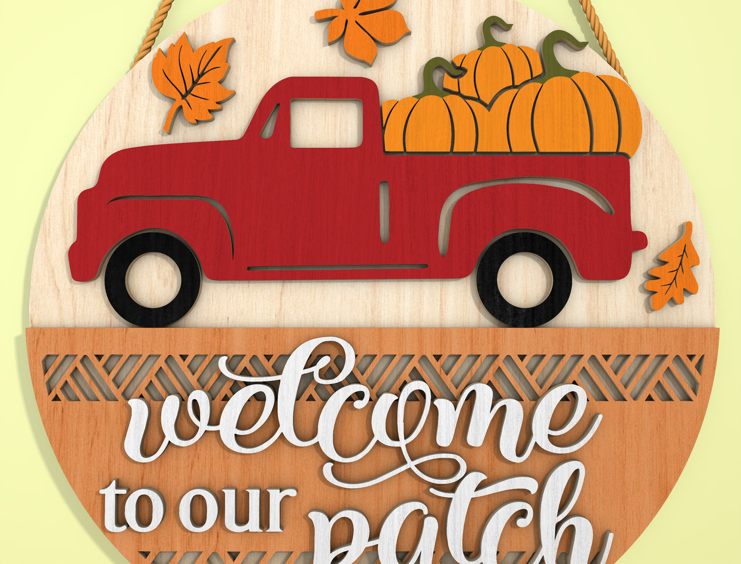 Welcome to Our Patch Pumpkin Truck Door Hanger SVG for Glowforge xTool LightBurn