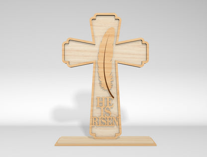 Christian Easter Cross He Is Risen Sign SVG Bundle for Glowforge and xTool