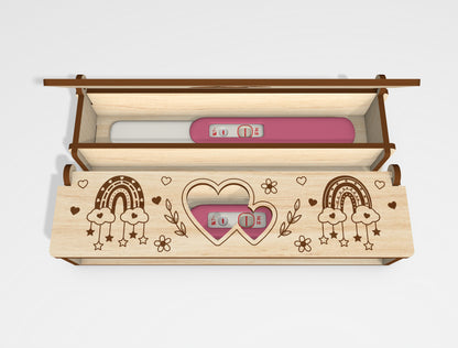 Pregnancy Test Keepsake Box SVG Laser Cut File for LightBurn and Glowforge