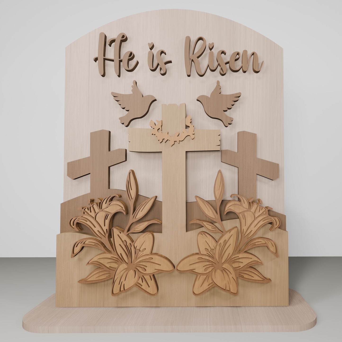 He Is Risen Cross Scene Tabletop Set SVG for Glowforge and xTool