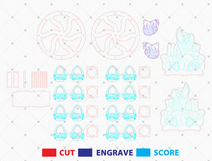 Easter Wheel Spinner SVG Happy Easter Bunny Decor for LightBurn and xTool