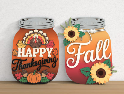 Fall Mason Jar Sign SVG Bundle for Glowforge xTool LightBurn | 12 Designs