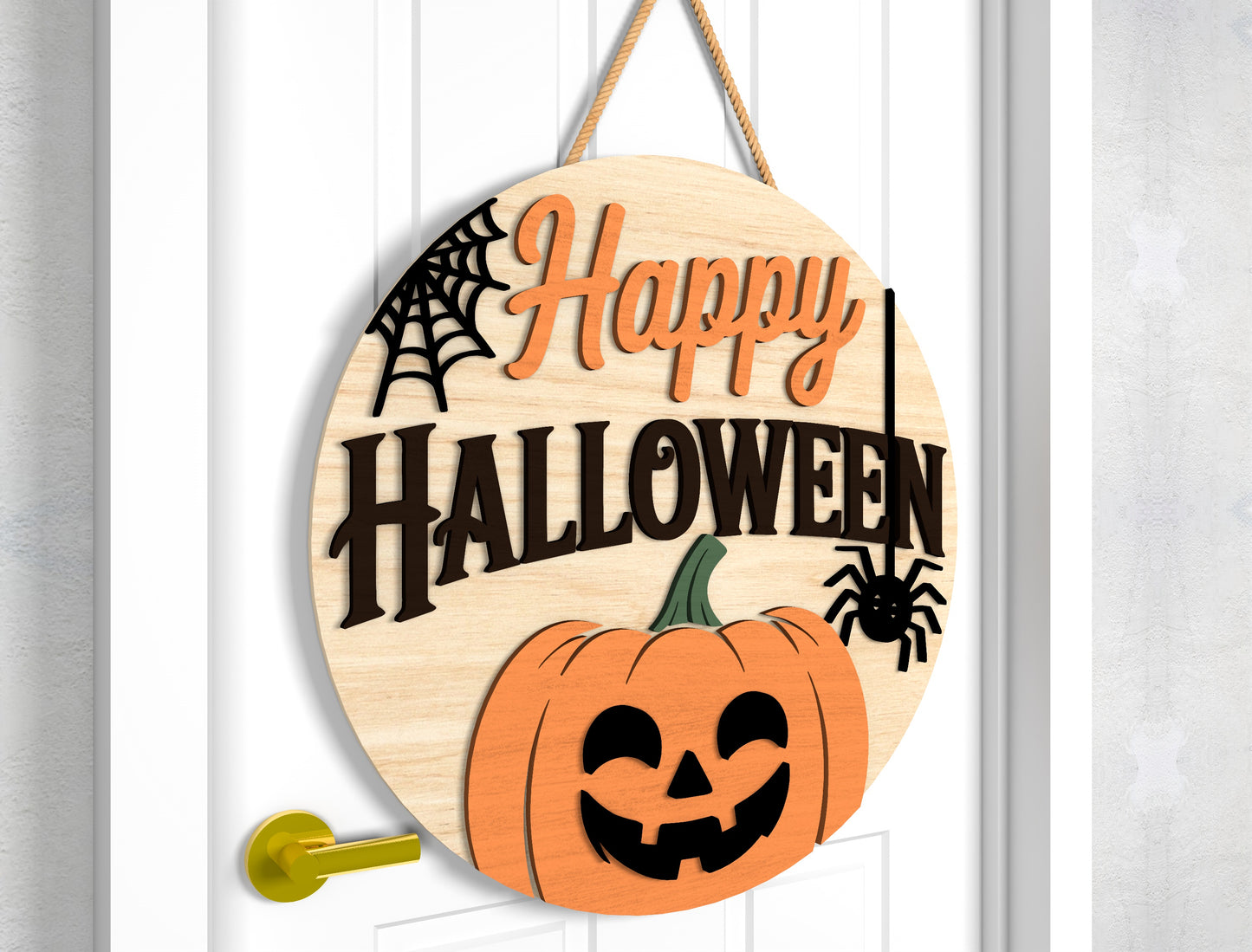 Happy Halloween Ghost Door Sign SVG Laser Cut Files for Glowforge
