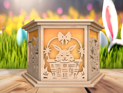 Easter Bunny Lantern SVG Wooden Spring Table Light for Glowforge and xTool