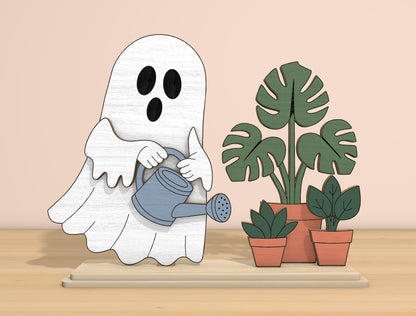 Halloween Ghost Plant Decor SVG Bundle Laser Cut File | Cute Ghost Garden Scene | Tabletop Wooden Decor | Glowforge, xTool, LightBurn, etc.