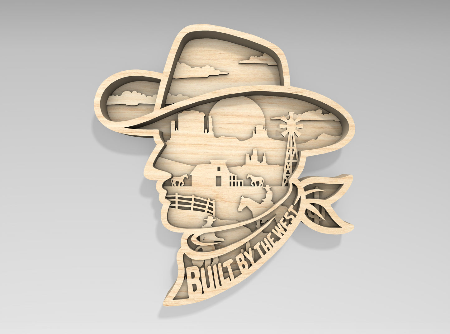 Western Cowboy Multilayer SVG Laser Cut File Bundle for Glowforge