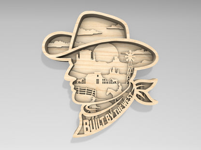 Western Cowboy Multilayer SVG Laser Cut File Bundle for Glowforge