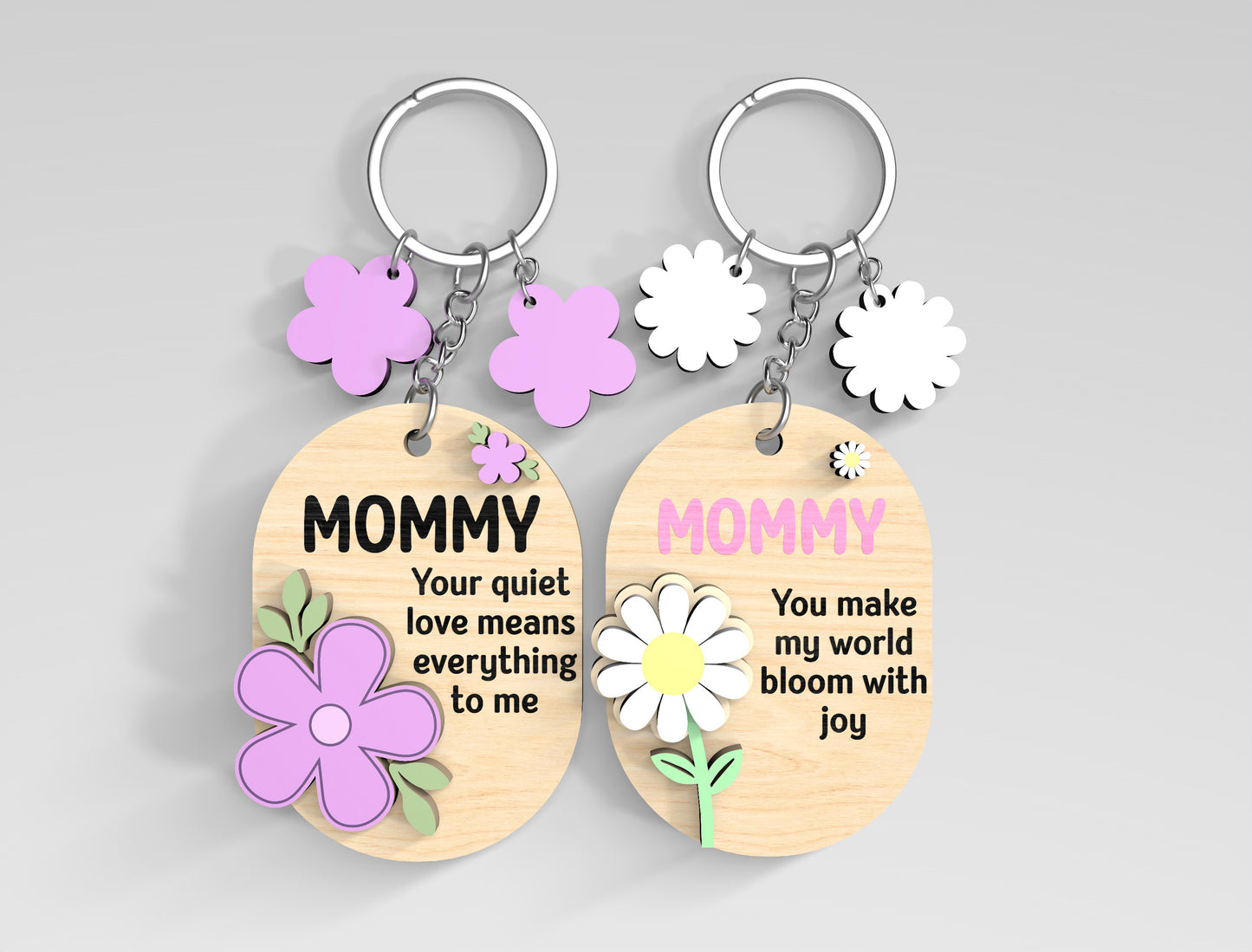 Birth Month Flower Mom Keychain SVG Bundle for Glowforge and xTool