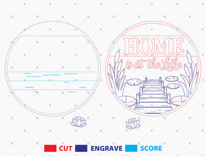 “Home is at the Lake” Door Sign SVG for Glowforge and LightBurn