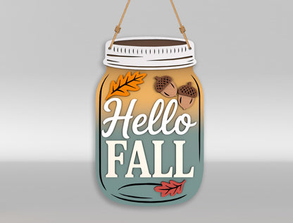 Fall Mason Jar Door Hanger SVG Bundle for Glowforge xTool LightBurn 8 Designs