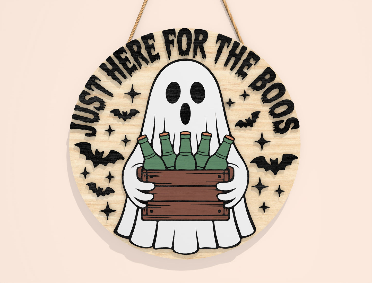 Halloween Round Door Sign SVG Bundle Laser Cut File | 8 Funny Witch & Ghost Designs | Spooky Wooden Decor | Glowforge, xTool, LightBurn, etc.