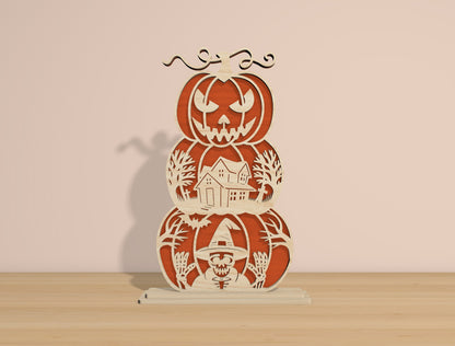 Halloween Stacked Pumpkins SVG Bundle for Glowforge xTool LightBurn 6 Designs