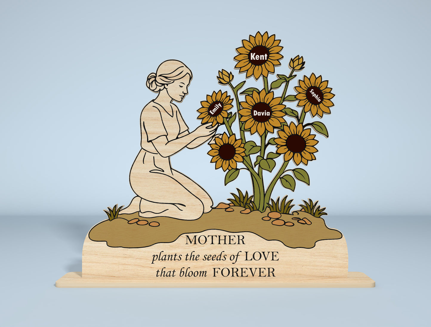 Sunflower Stand Sign SVG Engraved Mom Design for xTool