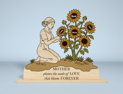 Sunflower Stand Sign SVG Engraved Mom Design for xTool