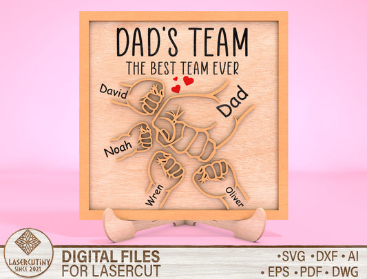 Personalized Dad Team Fist Bump SVG for Glowforge and xTool