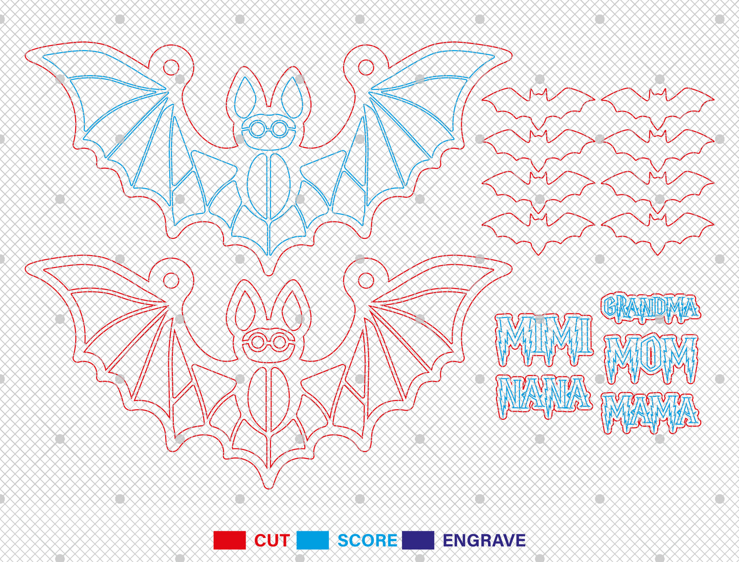 Personalized Bat Family Halloween Sign SVG for Glowforge xTool LightBurn