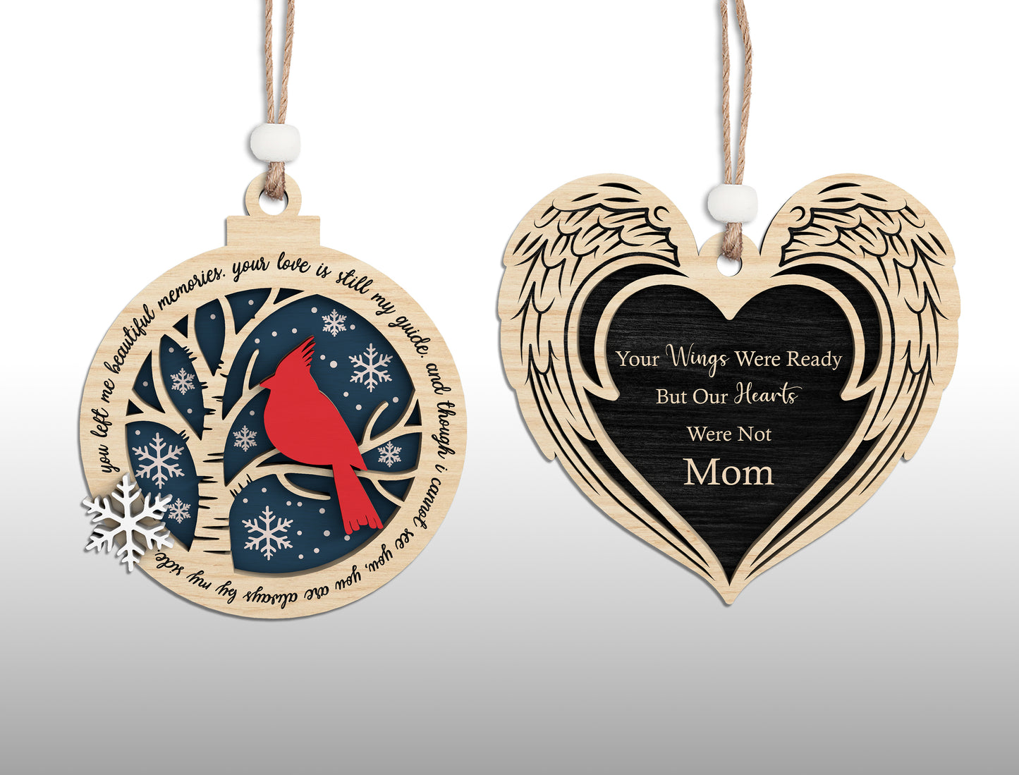 Personalized Memorial Ornament SVG Bundle Laser Cut File for Glowforge and xTool