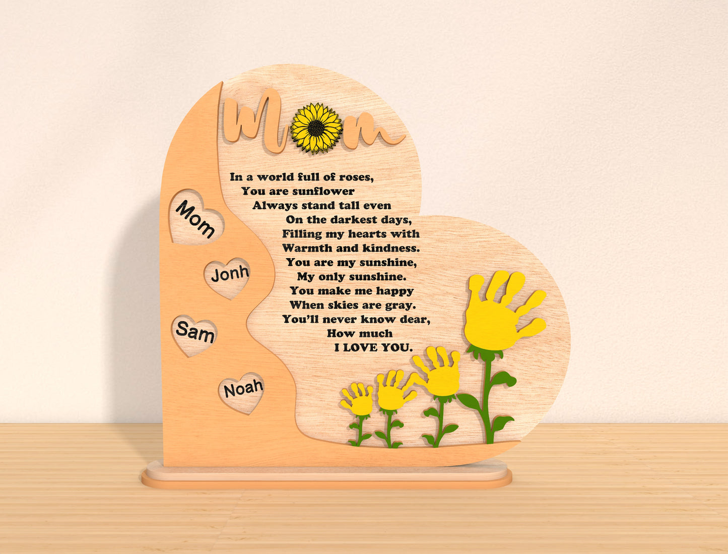 Mom Heart Plaque Floral Family Sign SVG Bundle for Glowforge and xTool