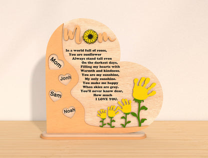 Mom Heart Plaque Floral Family Sign SVG Bundle for Glowforge and xTool