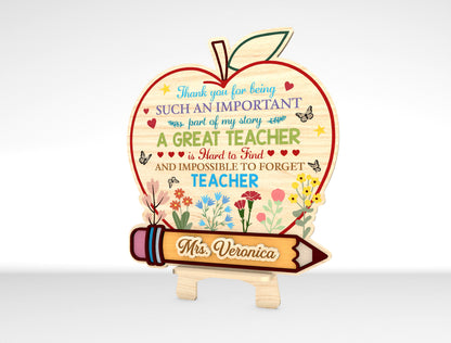 Teacher Appreciation Tabletop SVG Laser Cut File for Glowforge Users