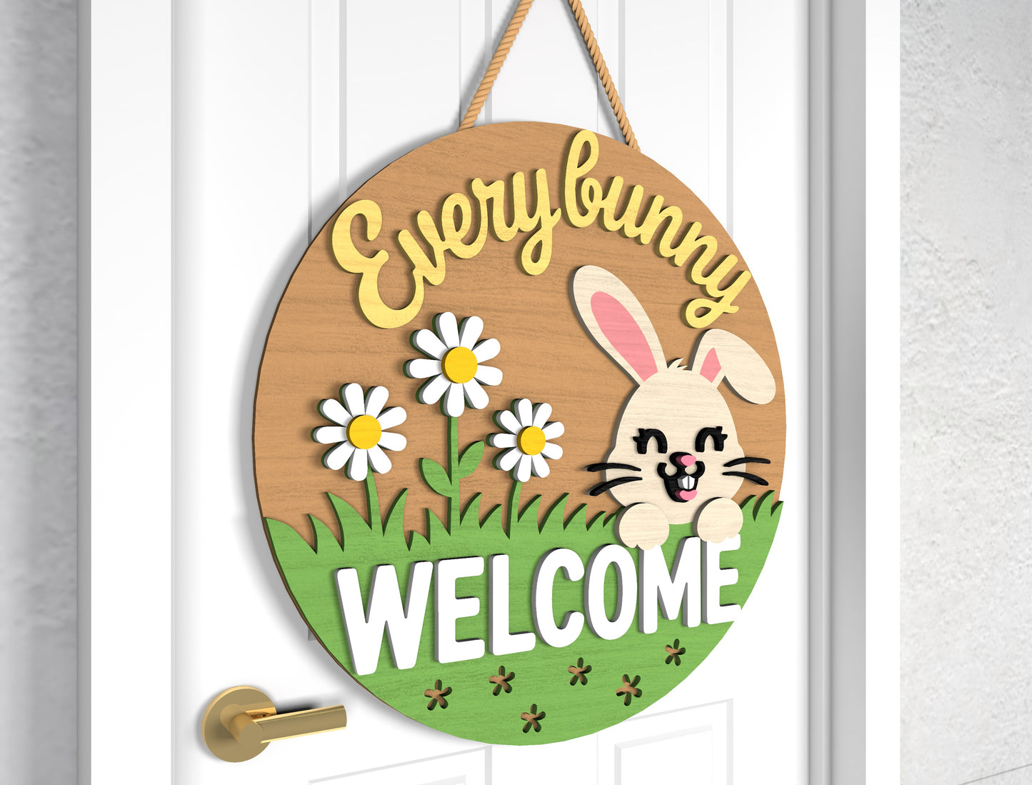 Easter Door Hanger SVG Bunny Carrot Patch Round Sign for Glowforge and xTool
