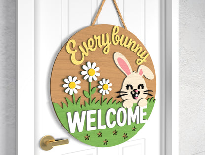 Easter Door Hanger SVG Bunny Carrot Patch Round Sign for Glowforge and xTool