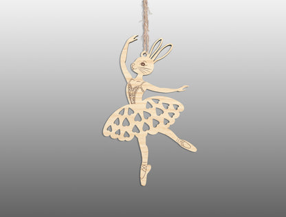 Easter Bunny Ballerina Ornament SVG 23 Easter Tree Designs for LightBurn