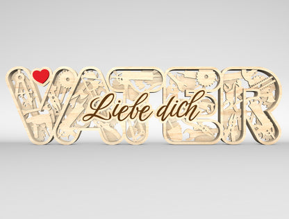 Dad Multilayer Name Sign SVG Laser Cut File for Glowforge and LightBurn
