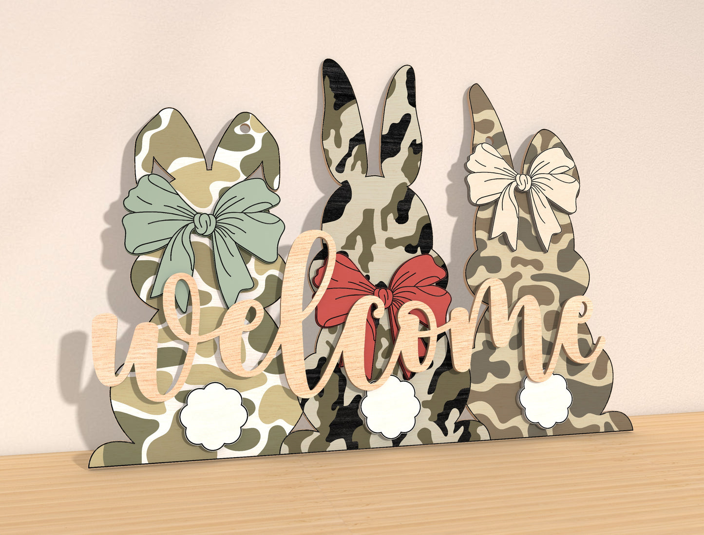 Easter Bunny Welcome Tabletop Sign SVG Spring for Glowforge and xTool
