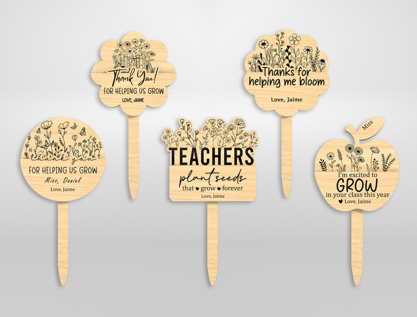 Teacher Gift Card Holder SVG Bundle Laser Cut File for LightBurn and Glowforge