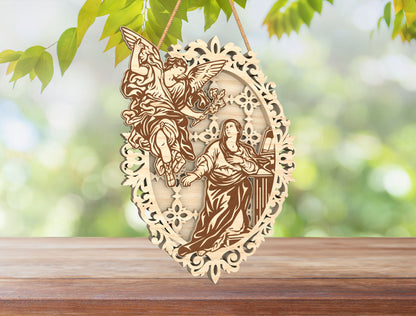Layered Angel Ornament SVG Christian Hanging Oval Multilayer for LightBurn
