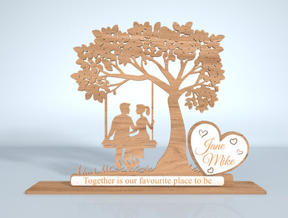 Personalized Couple Tree Swing Laser Cut File Bundle | Romantic Wedding Decor | Wooden Love Art | Glowforge, xTool, LightBurn, etc.
