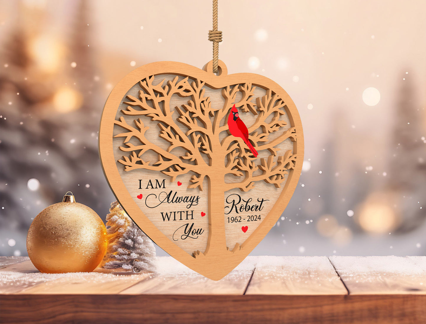 Cardinal Memorial Heart SVG for Glowforge and LightBurn
