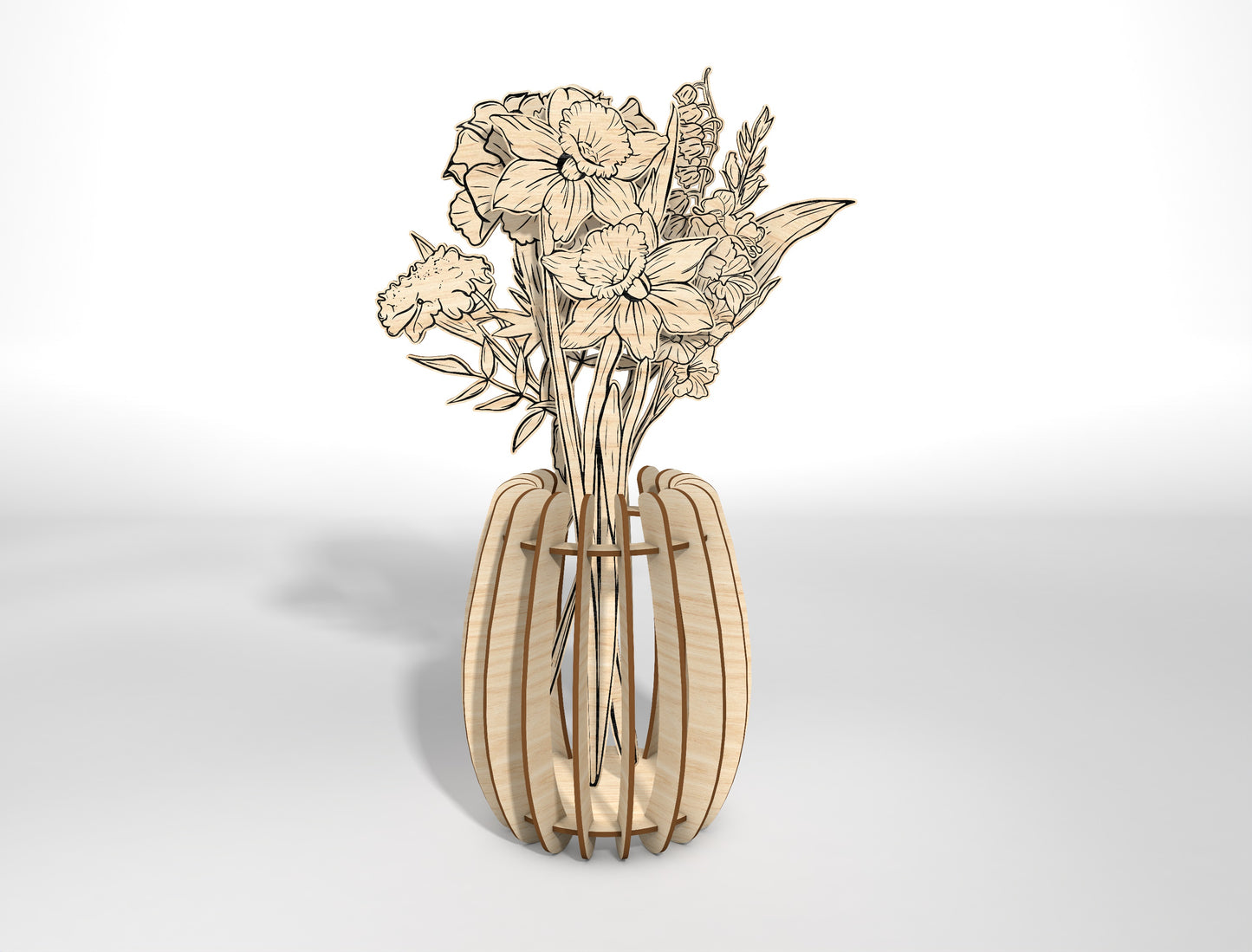 Flower Vase SVG Bundle 3 Vases and 13 Flowers for LightBurn and xTool