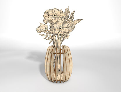 Flower Vase SVG Bundle 3 Vases and 13 Flowers for LightBurn and xTool