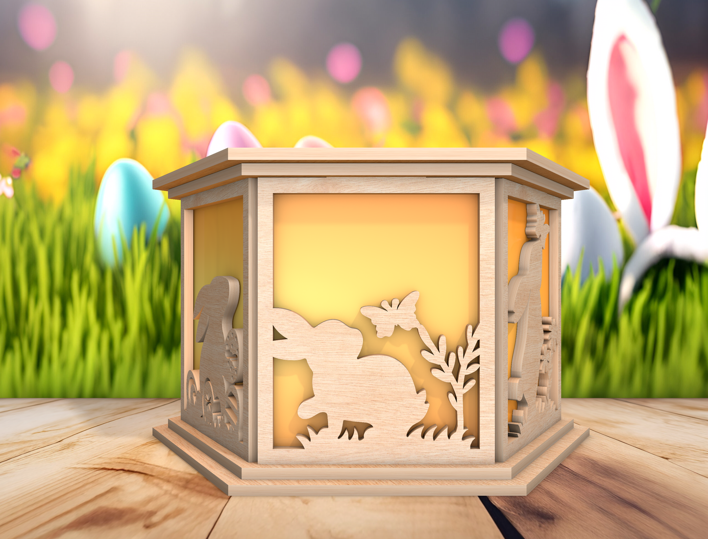Easter Bunny Lantern Decor SVG Spring Bunny Light for LightBurn and xTool