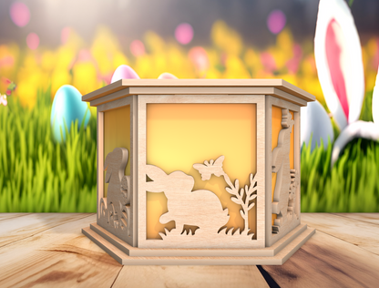 Easter Bunny Lantern Decor SVG Spring Bunny Light for LightBurn and xTool