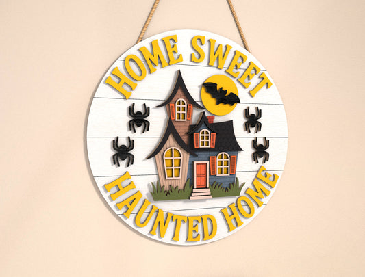 Haunted House Round Door Hanger SVG Set for Glowforge xTool LightBurn 2 Designs